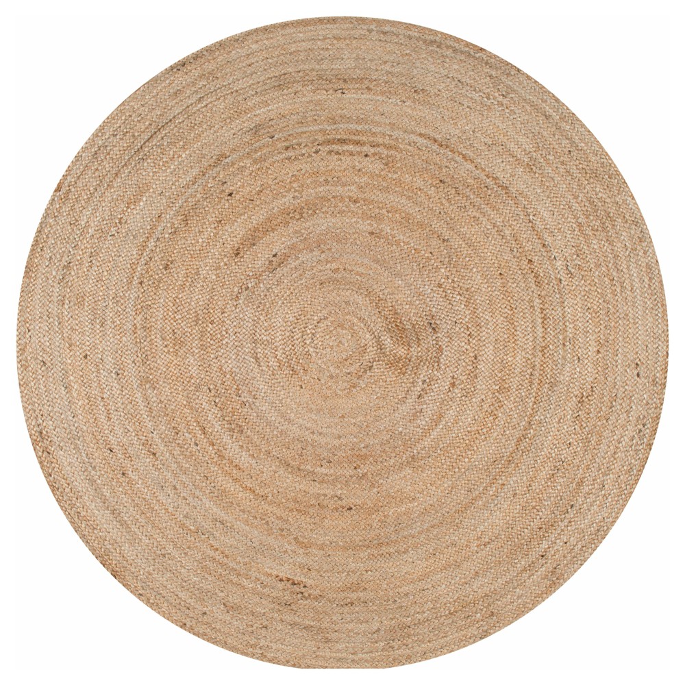 8' Round Hand Woven Rigo Jute Area Rug Natural - nuLOOM