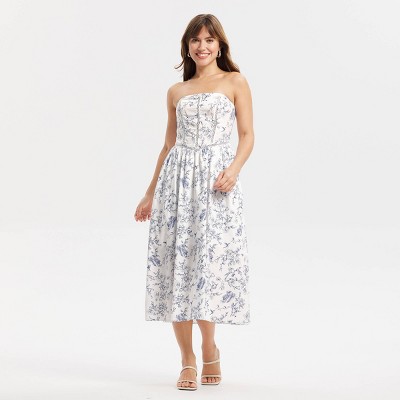 Женские платья A New Day Women's Detachable Strap Midi Dress - A New Day™ White Floral XS — фото 3