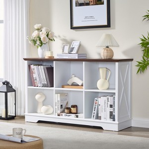 Farmhouse  Cube Bookshelf, Wood Display Cabinet Book Shelves for Bedroom,Living Room,Office - 1 of 4