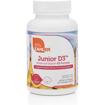 Zahler Junior D3, Chewable Vitamin D for Kids, Vitamin D3 1000 IU for Children, Certified Kosher - 120 Chewable Tablets