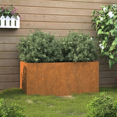 vidaXL Durable Corten Steel Planter - Weather-Resistant Rectangle Raised Bed for Outdoor Planting - 24.4"x11.8"x11.4" - Easy to Assemble Garden Décor