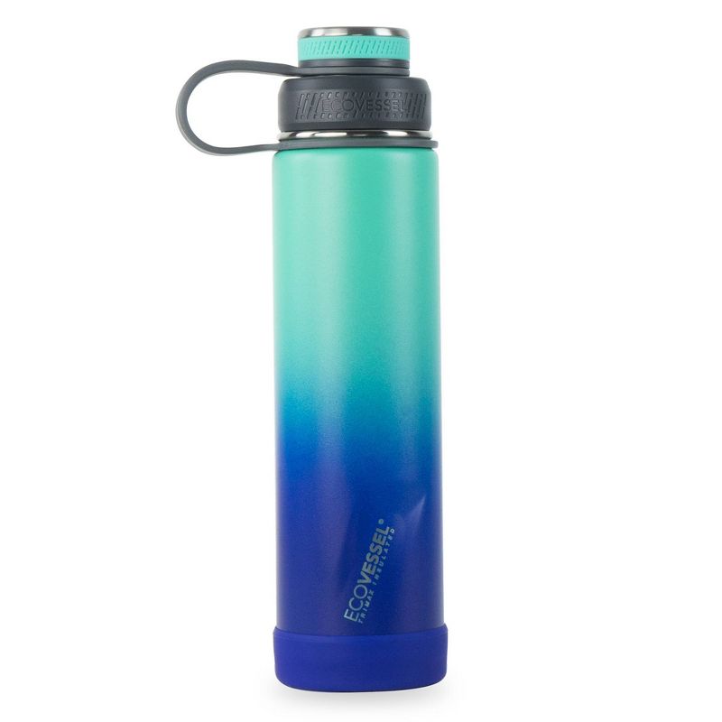 EcoVessel 24oz  Insulated Stainless Steel Water Bottle with Dual Opening Lid - Blue Ombre, 1 of 6