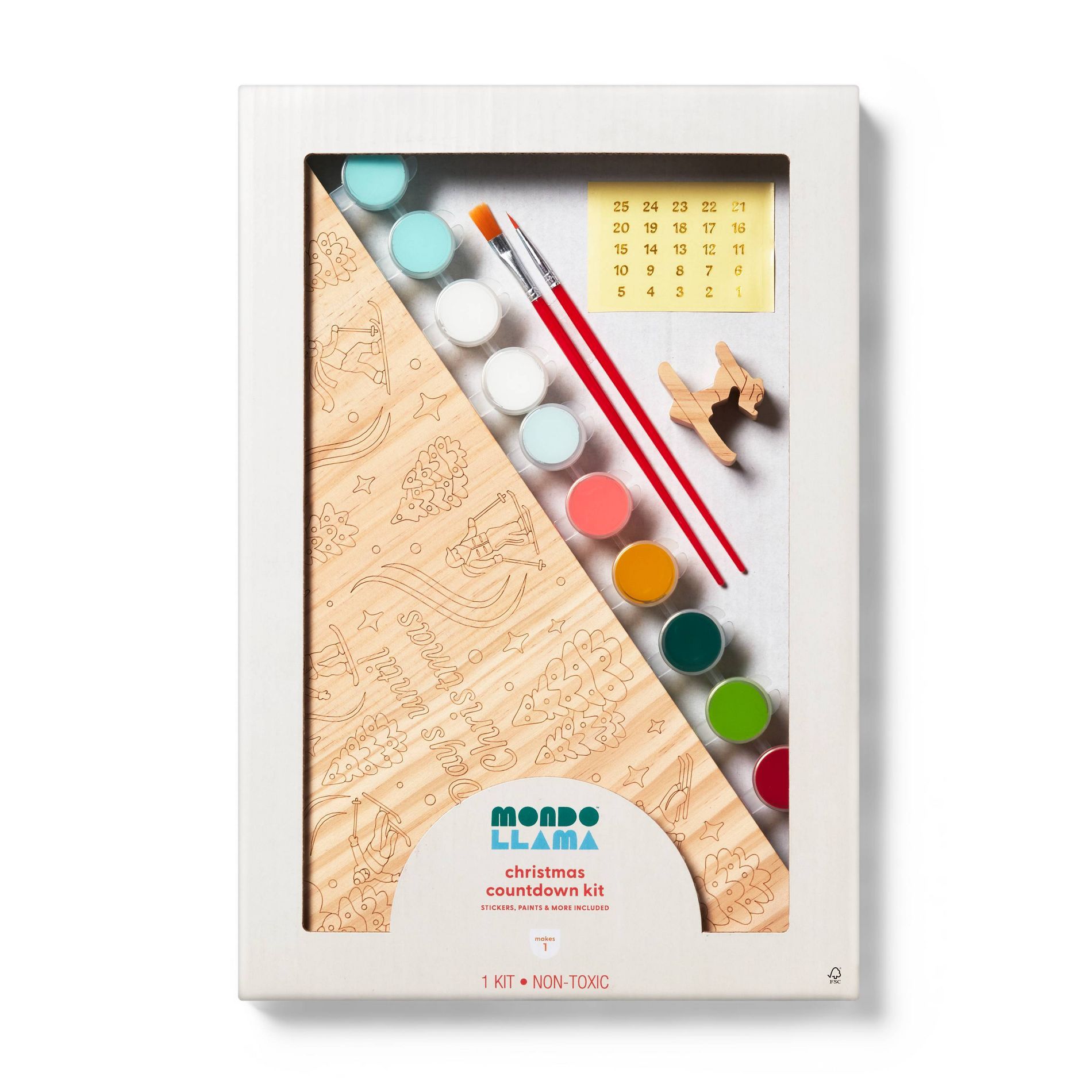 Christmas Countdown Ski Slope Painting Craft Kit - Mondo Llama™