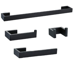 Itopfox 4 Piece Bathroom Hardware Set Black Stainless Steel Towel Bar Towel Holder Robe Hook Toilet Paper Holder Easy Install - 1 of 4