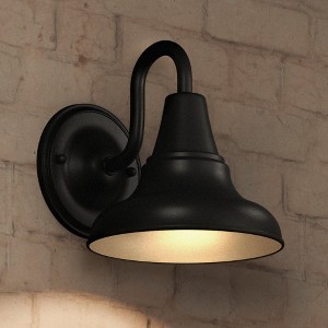Urban Ambiance Luxury Industrial Outdoor Wall Sconce 8.25''H x 8''W,  Midnight Black Finish,  Pittsburgh Collection, UHP1362 - 1 of 4