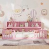 Costway Full Size Montessori Floor Bed with Bookcase Storage Shelves & Safety Fence Rails Pink/Natural/White/Gray - 4 of 4