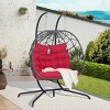 Double Patio Swing Egg Chair With Stand,Wicker Hanging Basket Chair With UV Resistant Cushions,Hammock Chair -Maison Boucle - 3 of 4