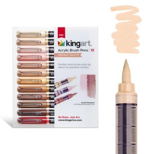 KINGART PRO Acrylic Paint Brush Pens 12 Portrait Colors - 1 of 4