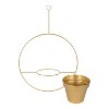 Kate and Laurel Opyd Round Metal Hanging Planter, 19.5" Diameter, Gold - 3 of 4