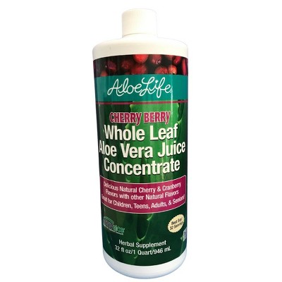 Whole Leaf Aloe Vera Juice Concentrate-Cherry Berry by Aloe Life  -  32 oz Liquid