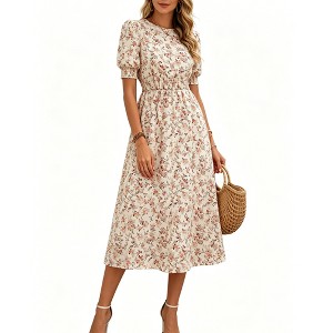 boho midi dress with sleeves Blue Boho Midi Dress with Sleeves