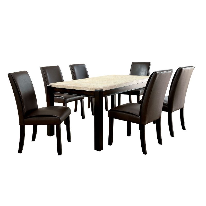7pc Lanbert Marble Table Top Dining Table Set Dark Walnut - HOMES: Inside + Out, 1 of 6