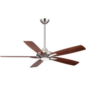 52" Minka Aire Modern Indoor Ceiling Fan with LED Light Remote Control Brushed Nickel for Living Room Kitchen Family Dining Home - 1 of 4