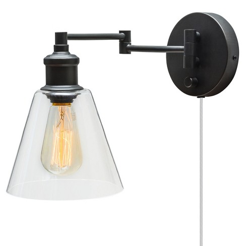 Globe Electric Leclair Single Light Swing Arm Wall Sconce With Clear Glass Shade And Canopy On Off Switch Target