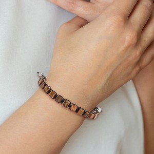 Chisel Stainless Steel Polished with Tiger's Eye Black Macrame Adjustable Bracelet - 1 of 4