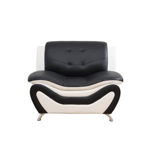 DOMETOUR Elegant Black & White Faux Leather Single Seat Sofa -Modern and Stylish Living Room Essential - 1 of 4