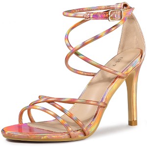 Perphy Women's Open Toe Strappy Criss Cross Straps Stiletto Heel Buckle Sandals - 1 of 4