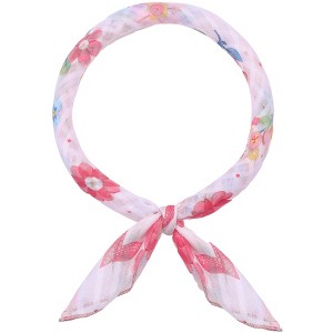 INSPIRE CHIC Women's Floral Printed Cotton Blended  Small Square Scarves 1Pc - 1 of 4