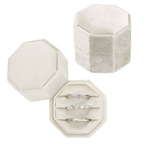 Unique Bargains Vintage Velvet Octagonal 3 Slots Jewelry Storage Boxes 2 Pcs - 1 of 4
