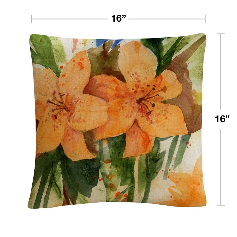 Trademark Fine Art - 'Tiger Lilies' Orange Modern By Sheila Golden 16 X 16 Decorative Throw Pillow, 4 of 5