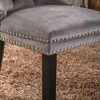 2 Pieces Black Tufted Solid Wood Contemporary Velvet Upholstered Dining Chair with Black Wood Legs and Nailhead Trim - 3 of 4