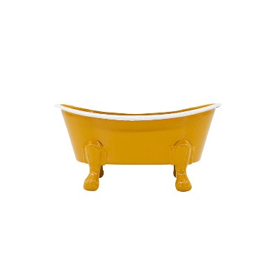 Mustard Enamel Bathtub Soap Dish Planter Metal by Foreside Home & Garden