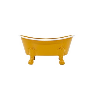Mustard Enamel Bathtub Soap Dish Planter Metal by Foreside Home & Garden - 1 of 4