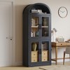 Garvee Arched Bookshelf with Doors and Drawers Farmhouse Bookcase Display Storage Shelves 71.4in Tall Wooden Display Cabinet Rounded Bookcases - 3 of 4