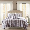 Sapphtopaz Bedding Comforter Set Soft Faux Fur Quilting Gradient Color Stripes Print 4 Piece Quilt Set with Pillow and Shams - 2 of 4