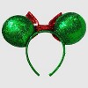 Girls' Christmas Minnie Mouse Ears Headband - Green - 3 of 4