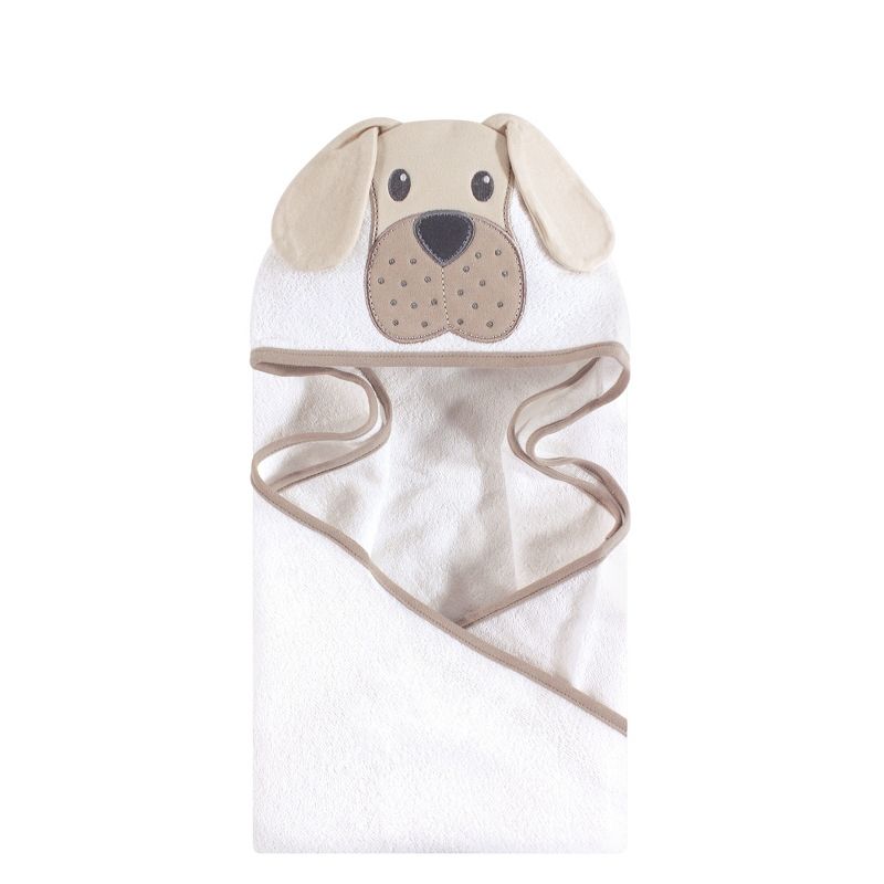 Hudson Baby Infant Cotton Animal Face Hooded Towel, Tan Puppy, One Size, 1 of 3