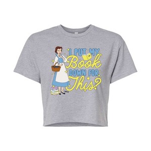 Women's - Disney Princess - Belle Put My Book Down Cropped Graphic T-Shirt - 1 of 4