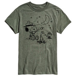 Men's - Peanuts - Snoopy and Woodstock Campfire S'mores Short Sleeve Graphic T-Shirt - 1 of 4