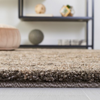 Handmade Smoke and Beige Floral Shag Rug, 27" x 11"