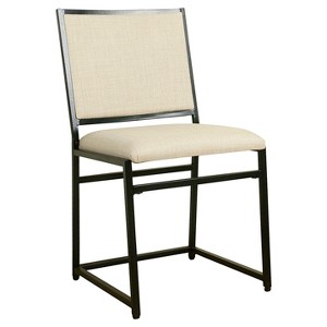 Industrial Metal Dining Chair Brown - Homepop , Linen