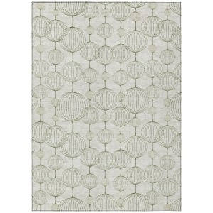 Green And Beige Geometric Washable Indoor Outdoor Area Rug - 1 of 4