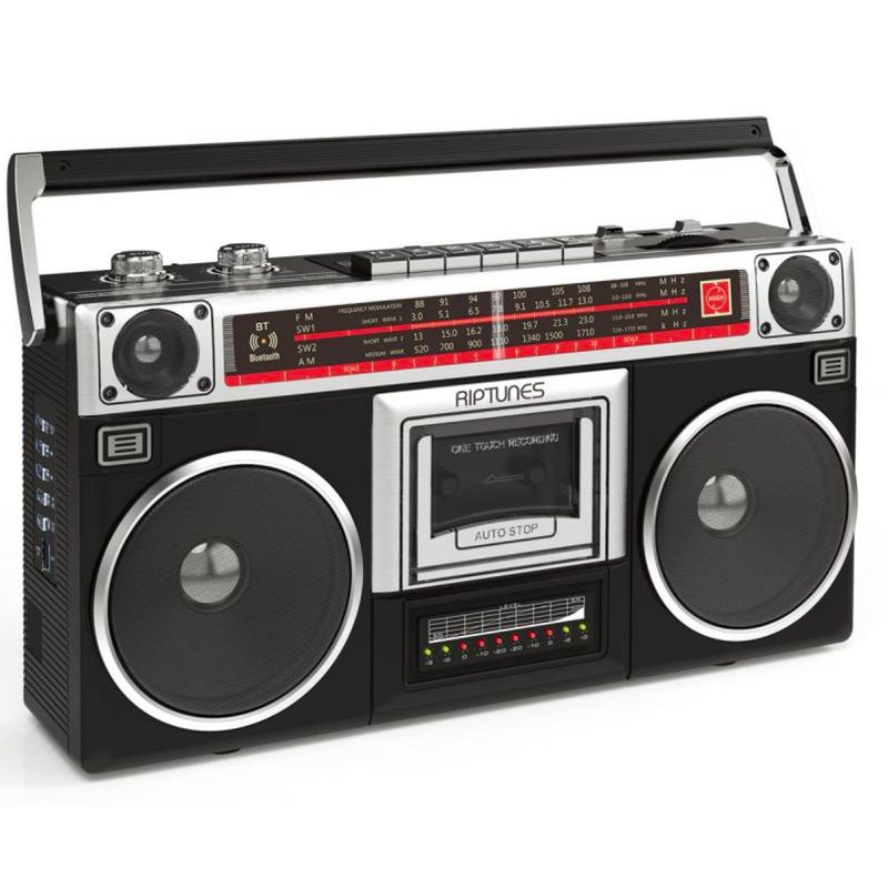 Riptunes Radio Cassette Stereo Boombox With Bluetooth Audio - Black, 2 of 7