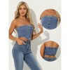 Allegra K Women's Denim Crop Strapless Sleeveless Button Corset Tube Top - 2 of 4