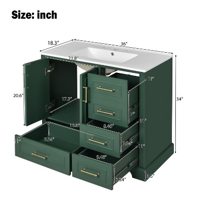 Scale diagram of the vanity showing dimensions and layout