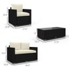 4 Pieces Rattan Sofa Set Wicker Patio Sofa Set with Loveseat Chairs Glass Top Coffee Table for Garden Outdoor Cream - 3 of 4