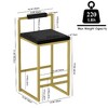 Lyngins Set of 2 Modern Counter Height Bar Stools, Velvet Upholstered Bar Stools with Slim Golden Metal Legs, Counter Stools/Bar Chairs for Kitchen - 3 of 4