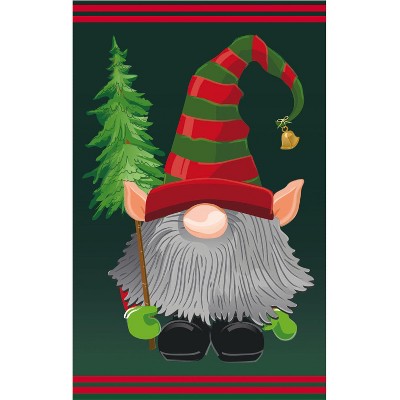 Evergreen Gnome Elf Garden Applique Flag