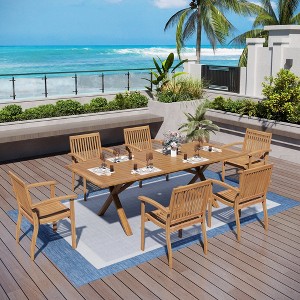 Captiva Designs 7pc Patio Furniture Set with Rectangle Table and Arm Chairs - 1 of 4