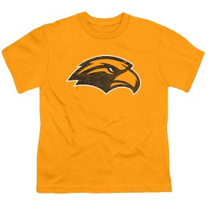 University Of Southern Mississippi Distressed Primary Logo Kids T-Shirt For Youth Gold - 1 of 4