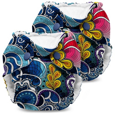 Image of Kanga Care Lil Joey Newborn All in One AIO Cloth Diaper (2pk) Whimsical Blue 4-12lbs