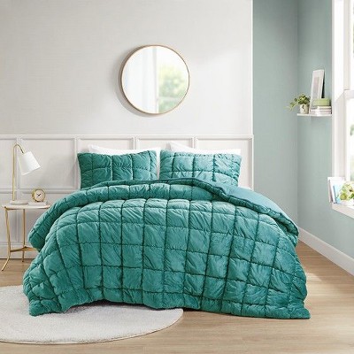 Kumasinova 2/3 PCS Velvet Comforter Set,Quilt Set with Comforter&Sham,Bedding Set with 3D Puff Stitching,Machine Washable