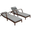 Resenkos Set of 2 Wicker Chaise Lounge Chairs With 5-Way Back Support， Adjustable Outdoor Patio Loungers With Wheels, Cushions & Armrests, Gray - 2 of 4