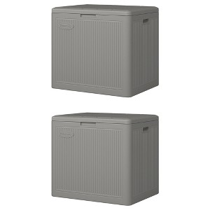 Suncast 22 Gallon Indoor or Outdoor Small Patio Deck Box, Plastic Storage Bin for Lawn, Garden, Garage, & Home Organization, Stoney (2 Pack) - 1 of 4