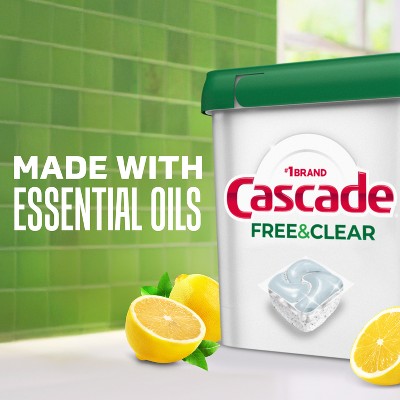 Cascade Free & Clear Action Pacs Dishwasher Detergent Tablets - Lemon Essence - 47ct