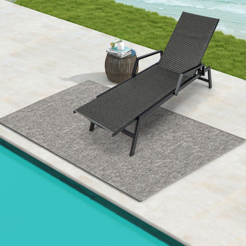 Tangkula Set of 2 Wicker Outdoor Chaise Lounge Chair Patio w/ Metal Frame & Adjustable Backrest, 3 of 10